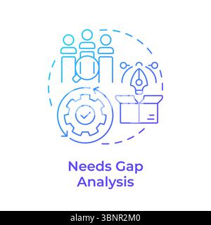 Needs gap analysis blue gradient concept icon Stock Vector