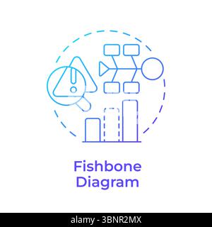Fishbone diagram blue gradient concept icon Stock Vector