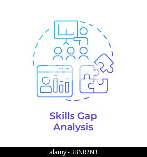 Skills gap analysis blue gradient concept icon Stock Vector