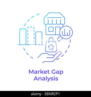 Market gap analysis blue gradient concept icon Stock Vector
