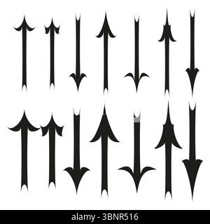 Vertical arrow icons. Up down symbols. Tall direction Vector. Bold navigation sign. Stock Vector