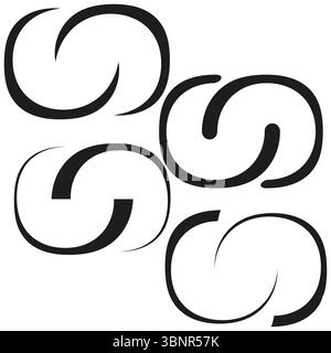 Thick arc icons. Bold curved pattern. S shape Vector. Minimal loop design. Stock Vector