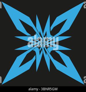 Blue star icon. Bold geometric burst. Dynamic vector emblem. Contrast night design. Stock Vector