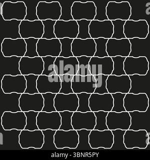 White wavy blocks. Seamless brick lattice. Fluid pattern Vector. Dark canvas texture. Stock Vector