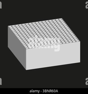 Grey rectangular block. Solid geometric object. Minimalist volume shape. Vector cubic form. Stock Vector
