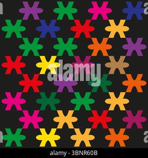Vibrant star field. Neon asterisk array. Dark pattern Vector. Color splash night. Stock Vector