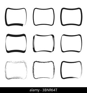 Abstract frame set. Hand drawn outline. Unique border shapes. Vector empty boxes. Stock Vector
