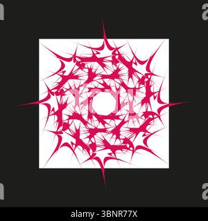 Pink swirl icon. Spiky vortex pattern. Energetic vector symbol. Bold contrast design. Stock Vector