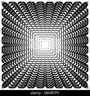 Perspective square tunnel. Optical depth pattern. Hypnotic grid Vector. Infinite box illusion. Stock Vector