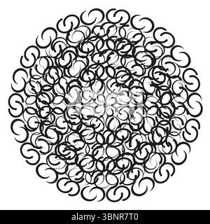 Circular swirl cluster. Dense loop pattern. Spiral shape Vector. Dynamic ring symbol. Stock Vector