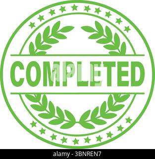 Completed Stamp Award Vector – Round Approved Seal with Grunge Texture Stock Vector