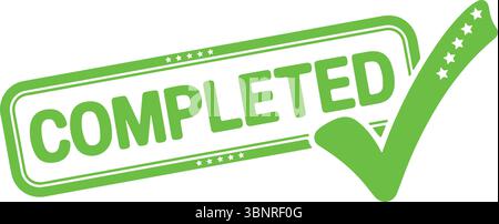 Completed Stamp Award Vector – Round Approved Seal with Grunge Texture Stock Vector