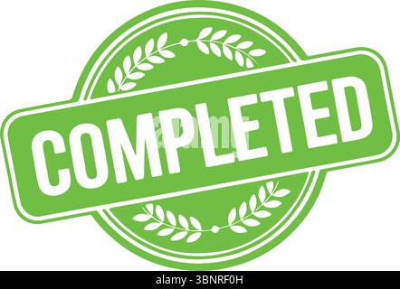 Completed Stamp Award Vector – Round Approved Seal with Grunge Texture Stock Vector