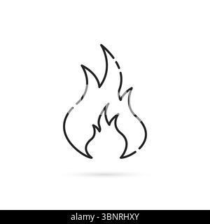 black thin line flame or fire icon Stock Vector