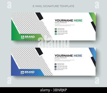 Corporate modern and minimalist email signature or email footer design vector template. Professional business email signature, header, social cover Stock Vector