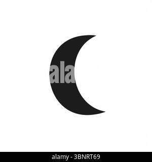 Simple black crescent moon symbol on white background Stock Vector