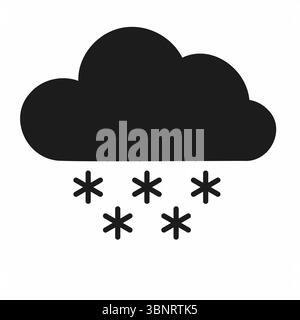 Snowy weather icon with cloud and falling snowflakes on white background Stock Vector