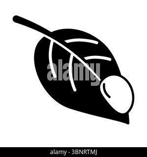 Silhouette of a leaf with a dewdrop on it Stock Vector