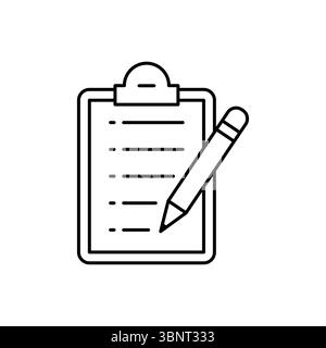 Simple clipboard icon with a pencil, representing tasks, checklists, notes, or surveys. Stock Vector
