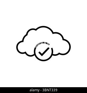 Cloud computing icon with a checkmark, indicating successful operation or verified data in the cloud. Stock Vector