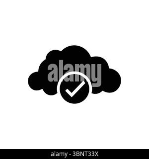 Solid cloud icon with a checkmark, perfect for confirming cloud operations, data integrity, or successful synchronization. Stock Vector