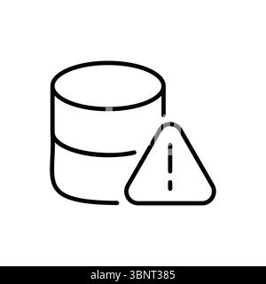 Database icon with a warning sign, representing data errors, server issues, or important alerts. Stock Vector