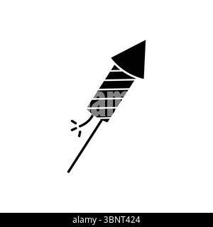 A festive vector icon of a lit firework rocket, perfect for celebrations, holidays, or success. Stock Vector