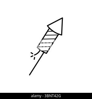 A festive vector icon of a lit firework rocket, perfect for celebrations, holidays, or success. Stock Vector