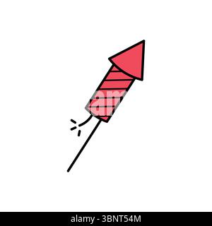 A festive vector icon of a lit firework rocket, perfect for celebrations, holidays, or success. Stock Vector