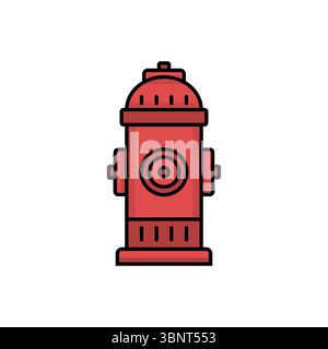 A vibrant vector illustration of a red fire hydrant, essential for themes of emergency services, safety, or urban infrastructure. Stock Vector