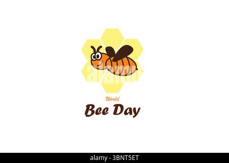 Bee Day vector illustration featuring honeybee, hive, honeycomb designs. Best for pollination awareness, nature conservation, beekeeping, environment. Stock Vector