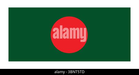 Bangladesh flag vector illustration featuring green field and red circle. Perfect for Independence Day, national pride, and cultural celebration theme. Stock Vector