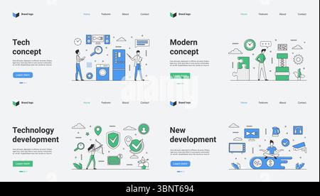 This unique collection features diverse tech concepts and visuals that showcase technological advancement. Its an ideal resource for web templates and various digital services to enhance projects Stock Vector