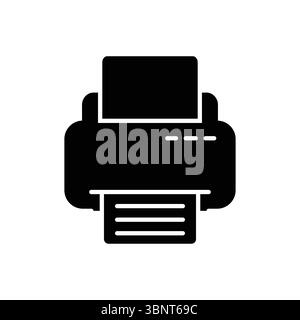 Solid black printer icon, perfect for office, document, and technology-related designs. Stock Vector