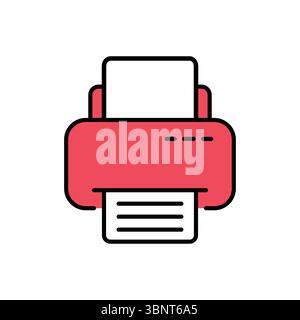 Modern printer icon with red body, ideal for office, document, and printing solutions designs. Stock Vector