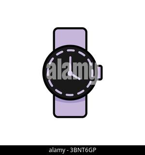 Stylish wristwatch illustration with a dark face and light band, ideal for fashion, time, or accessory designs. Stock Vector