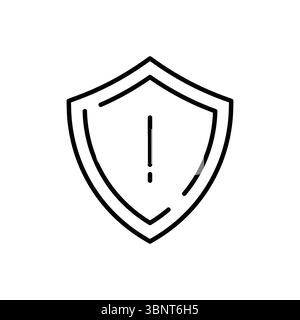 Outline warning shield icon, signaling alerts or important security notices for designs. Stock Vector
