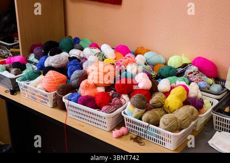 Discover our colorful yarn collection, ideal for various creative crafts and projects Stock Photo
