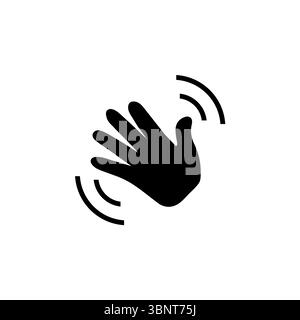 Hello Weave Hand, Waving Palm, Hi Arm Solid Flat Vector Icon Isolated on White Background. Stock Vector