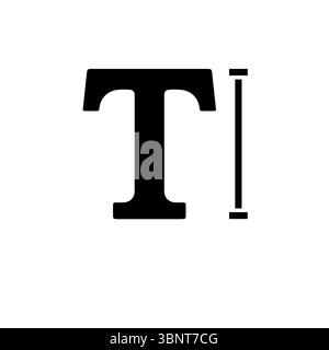 Type Text, Typeface Style, Letter Fonts Solid Flat Vector Icon Isolated on White Background. Stock Vector