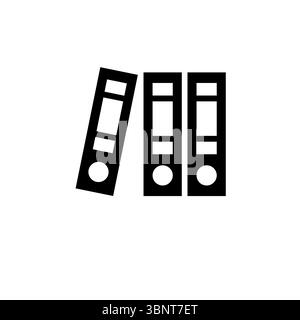 Organize Office Folders, Stack Books Solid Flat Vector Icon Isolated on White Background. Stock Vector