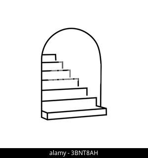 Simple outline of an arched staircase, representing progress, ascent, or architectural elements. Stock Vector