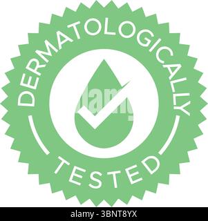 Dermatologically Tested Vector Stamp - Skincare Certification Badge - Dermatologically Tested badge logo design Stock Vector