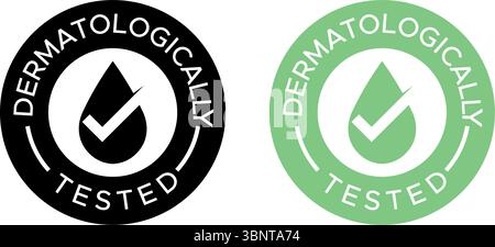 Dermatologically Tested Vector Stamp - Skincare Certification Badge - Dermatologically Tested badge logo design Stock Vector