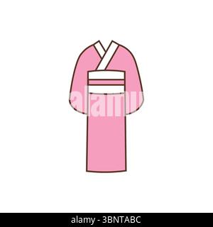 Flat vector illustration of a traditional pink Japanese kimono. Simple, elegant design ideal for cultural, fashion, or Japan-themed projects. Stock Vector