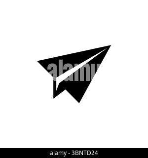 Paper Airplane, Fly Plane, Origami Solid Flat Vector Icon Isolated on White Background. Stock Vector