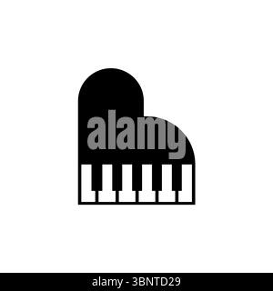 Grand Piano, Musical Instrument Solid Flat Vector Icon Isolated on White Background. Stock Vector