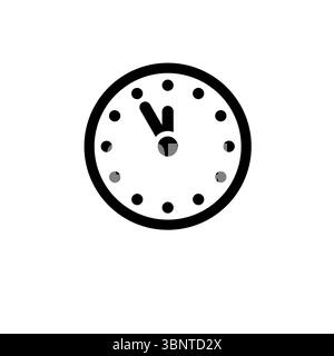 Mechanical Wall Clock, Watch Time Solid Flat Vector Icon Isolated on White Background. Stock Vector