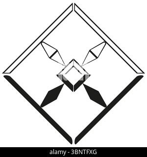 Square chain icon. Link connection symbol. Geometric bond vector. Block attachment emblem. Stock Vector