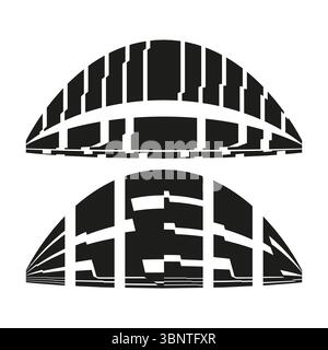Halved dome icon. Segmented grid shape. Geometric arch Vector. Modern structure emblem. Stock Vector